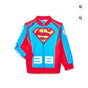 NWT Superman Boys Graphic Bomber Jacket, Size 6/7 Red Blue